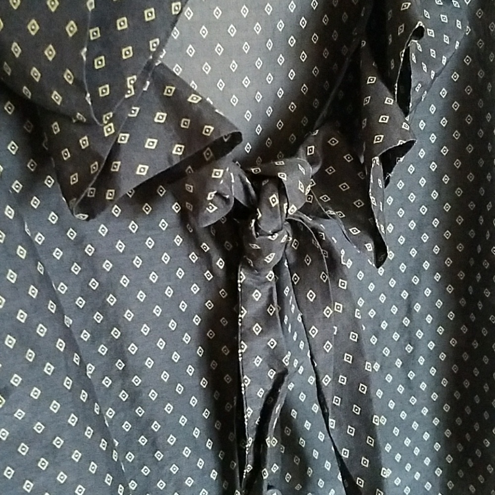 GAP Cotton and Silk Ruffle Navy and Gold Tank
